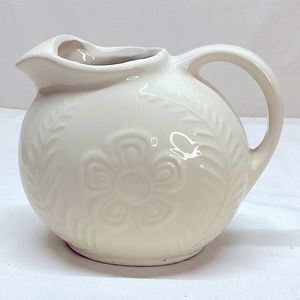 Vintage Shawnee USA Pottery Flower and Fern Jug Pitcher White Cream